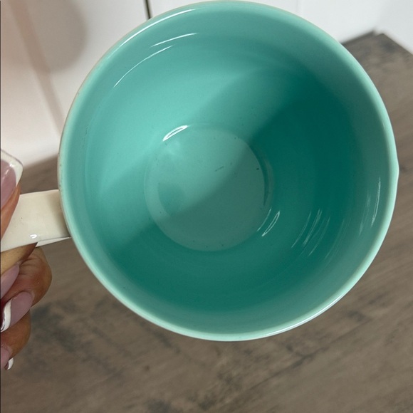 Jingle all the way Cream and Teal Holiday Mug with christmas tree - perfect gift - Picture 3 of 4